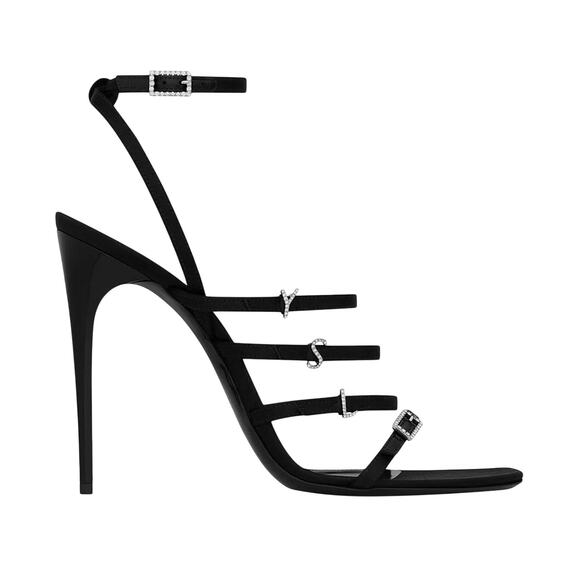 Saint Laurent NIB Jerry High Heel Sandals in Black Size 37.5 - Picture 1 of 12